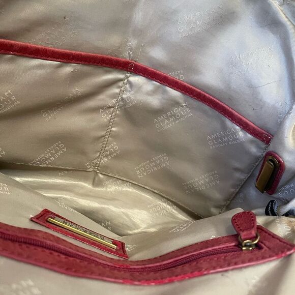 Badgley Mischka American Glamour soft leather  distressed red shoulder bag . - Picture 12 of 12
